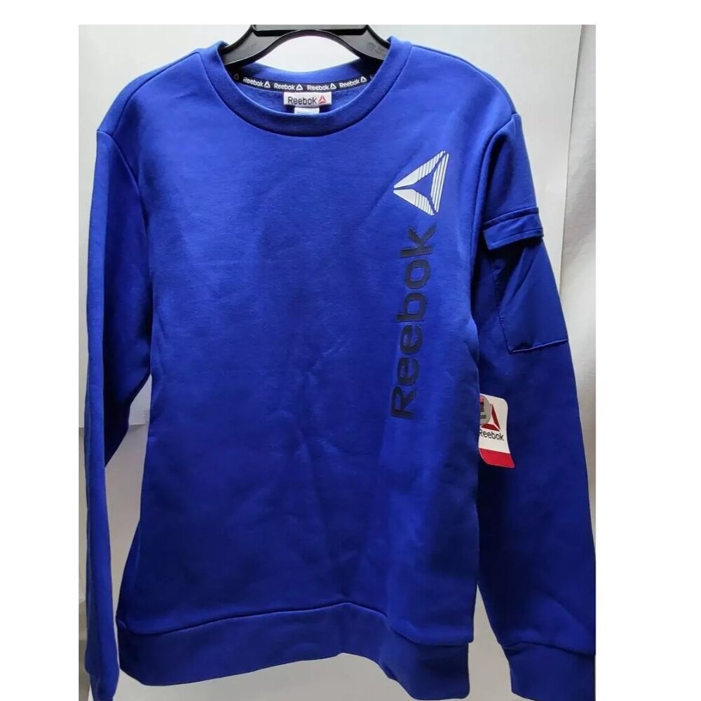 Boys Reebok XL 14-16 Energetic Crewneck Sweatshirt Cobalt Blue Long Sleeve NWT
